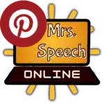 Mrs. Speech Pinterest logo, with a laptop and a Pinterest icon