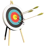 Image showing a multicolored target on a tripod, with arrows pointing to different aspects labeled 'fluency,' 'problem-solving,' 'describing objects,' 'prompting,' and 'accuracy,' symbolizing the complex and multifaceted nature of speech therapy goals.