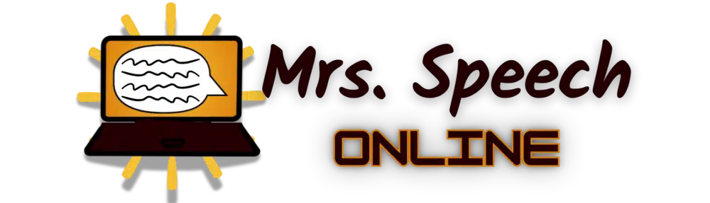 Mrs. Speech Online Website banner with laptop logo