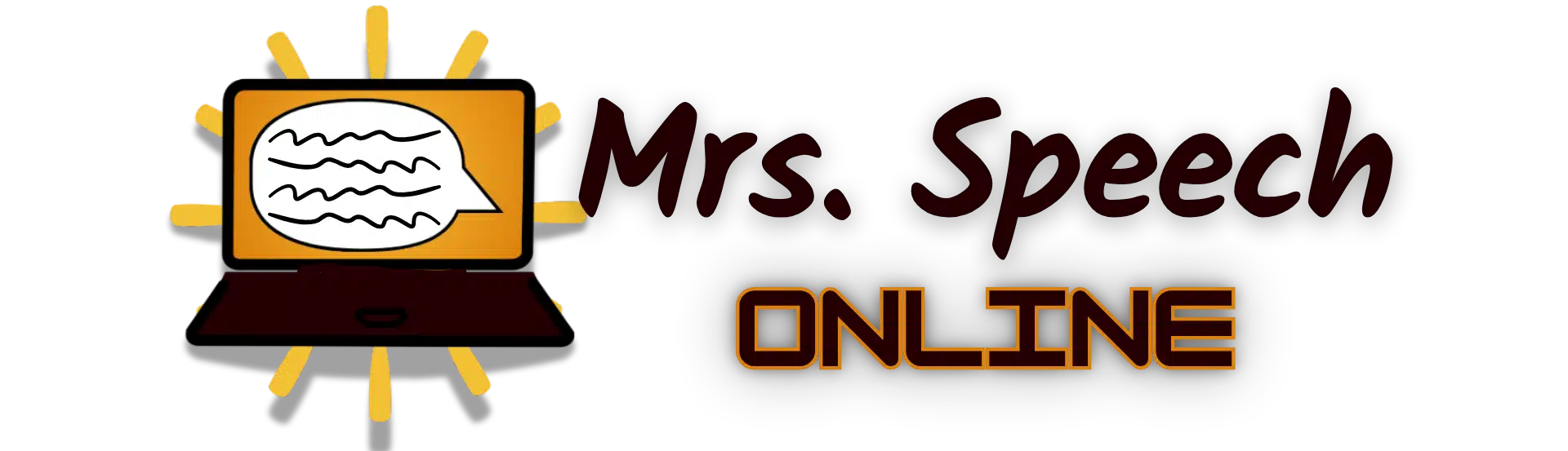 Mrs. Speech Online Website banner with laptop logo