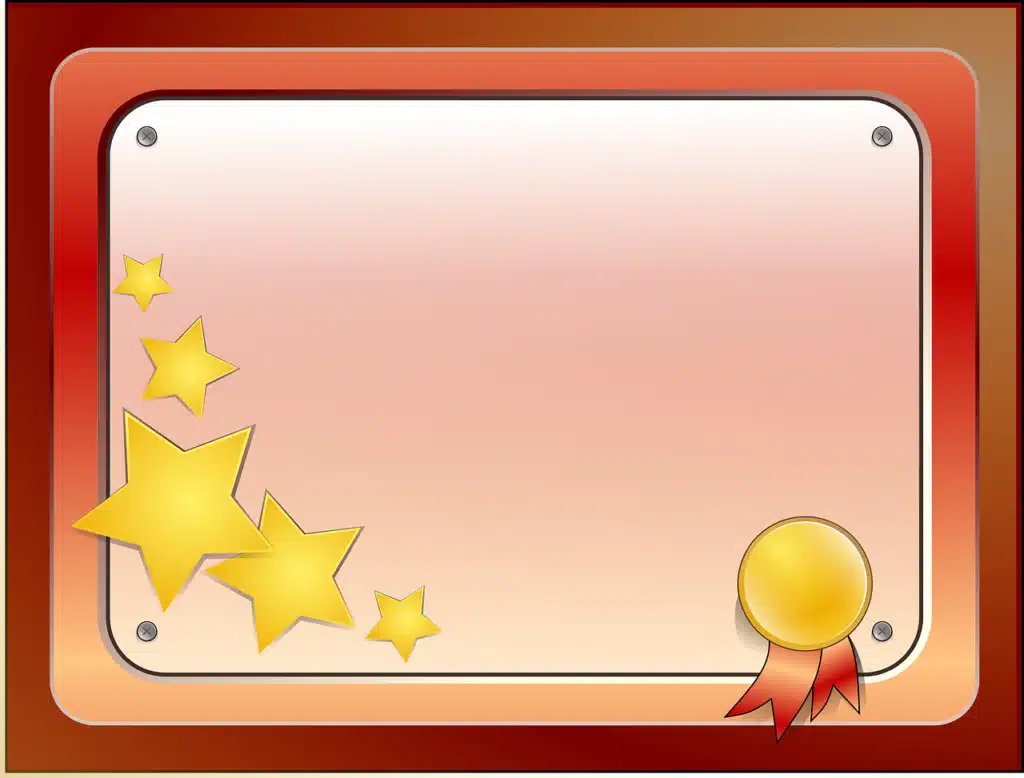 Cartoonish illustration of a generic award, featuring a gold star and a ribbon, symbolizing recognition and achievement.